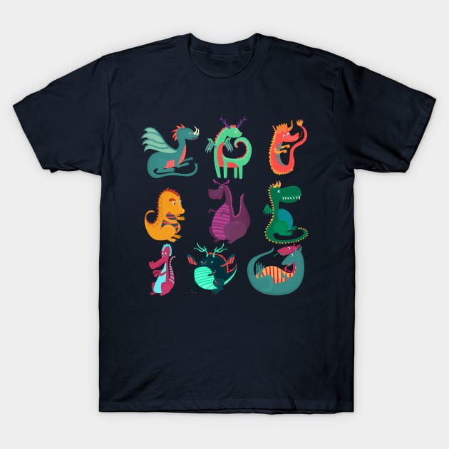 dragons cartoon collection T-Shirt by Mako Design 